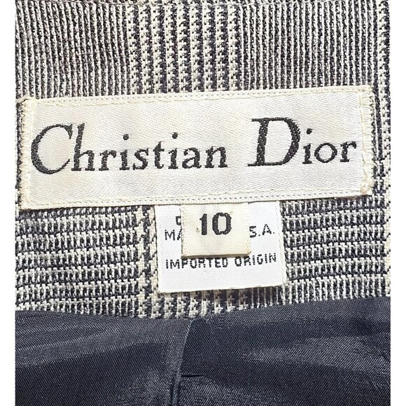 Vintage Christian Dior Womens Plaid Wool Double Breasted Blazer Jacket Sz 10 238 - Picture 7 of 13
